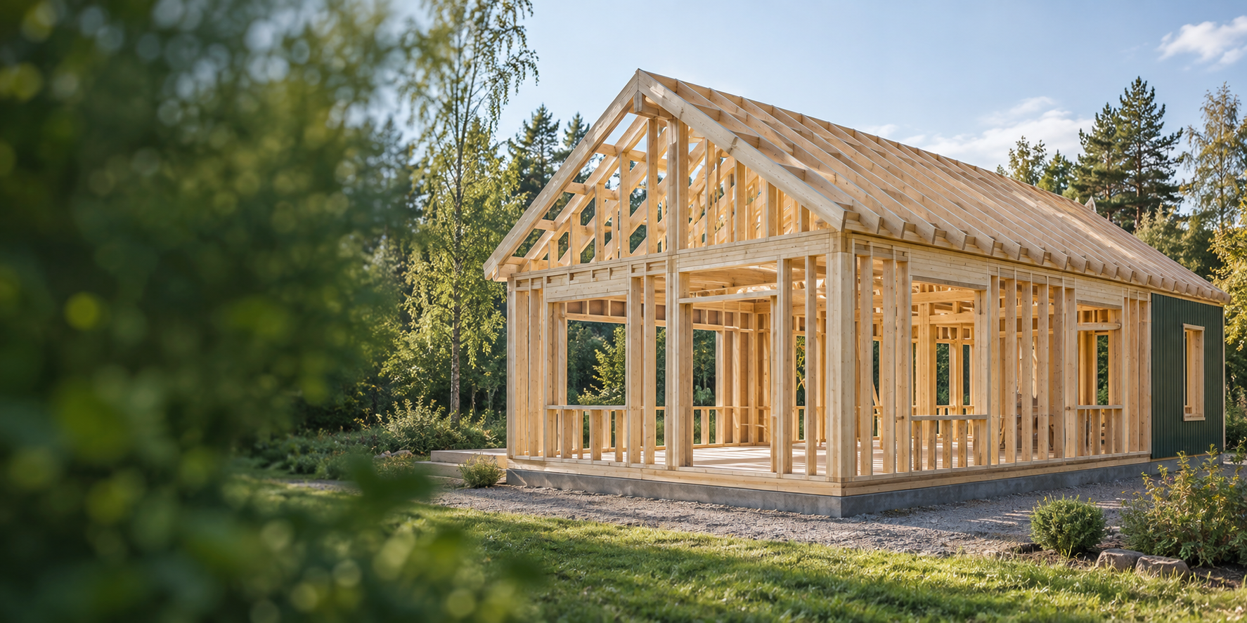 Model 3D konstrukcji drewnianej w technologii szkieletowej Dokumentacja produkcyjna konstrukcji drewnianej Prefabholz Mapa realizacji projektów prefabrykowanych w Holandii